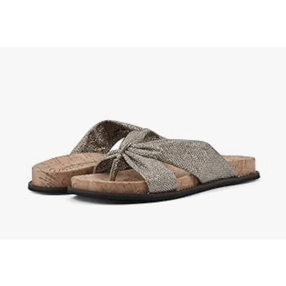 Brand New White Mountain Footbeds Women's 8.5M Gold Glitter Slip On Sandals - Picture 3 of 10